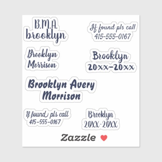 Navy Blue 7 Custom Teksten Name Script Decale Scho Sticker (Vel)