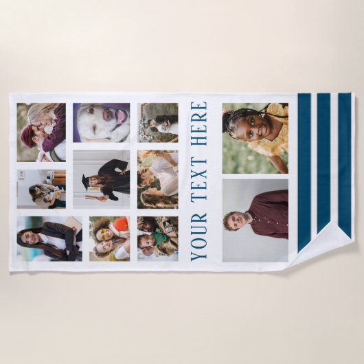 Navy Blue 9 Fotocollage Familie Strandlaken (Voorkant)