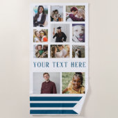 Navy Blue 9 Fotocollage Familie Strandlaken (Voorkant)