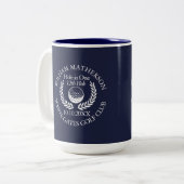 Navy Blue aangepaste gat in een golfbal krans Tweekleurige Koffiemok (Voorkant links)