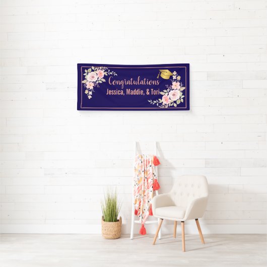 Navy Blue Aangepaste Naam Afstuderen Banner (Insitu)