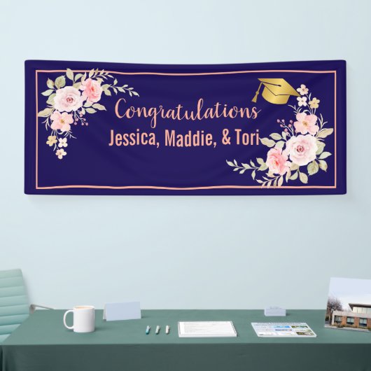 Navy Blue Aangepaste Naam Afstuderen Banner (Beurs)