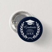 Navy Blue aangepaste naam Laurel krans Afstuderen Ronde Button 3,2 Cm (Voorkant /achterkant)