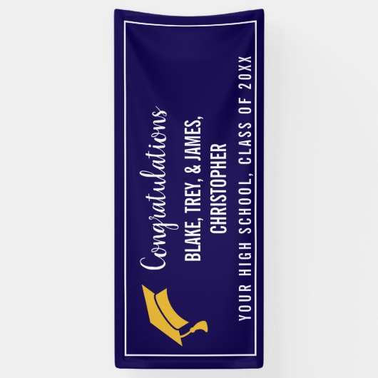 Navy Blue Aangepaste Namen Afstuderen Banner (Verticaal)