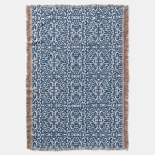 Navy Blue Abstract Deken (Voorkant Verticaal)