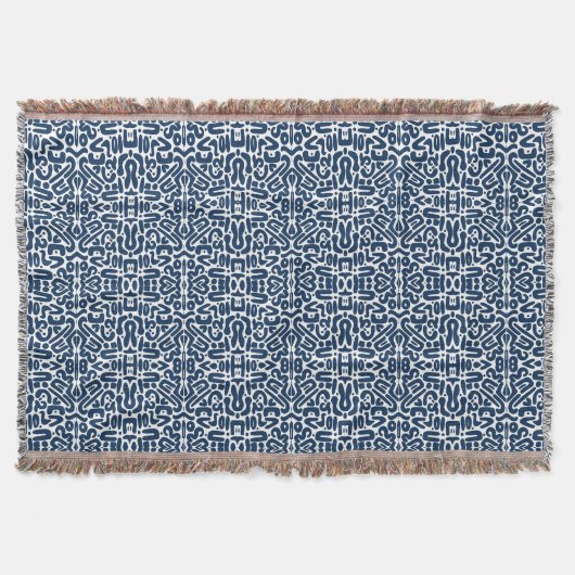 Navy Blue Abstract Deken (Voorkant)