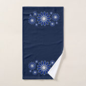 Navy Blue Abstract Floral Bad Handdoek (Handdoek)