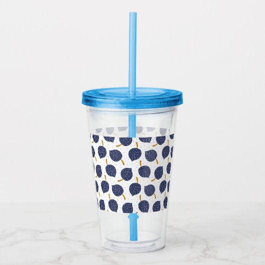 Navy Blue Abstract Flying Bomb Fruit Pattern Acryl Drinkbeker (Voorkant)