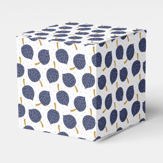 Navy Blue Abstract Flying Bomb Fruit Pattern Bedankdoosjes (Voorkant Zijde)