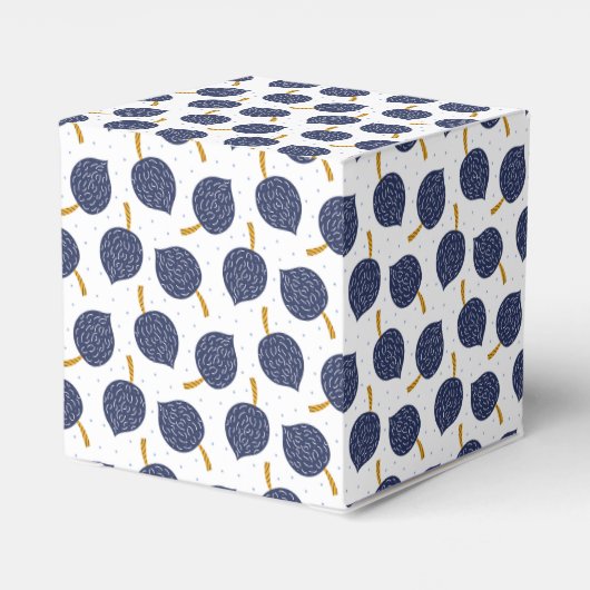 Navy Blue Abstract Flying Bomb Fruit Pattern Bedankdoosjes (Achterkant)
