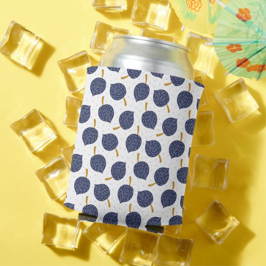 Navy Blue Abstract Flying Bomb Fruit Pattern Blikjeskoeler (Insitu Zomer)
