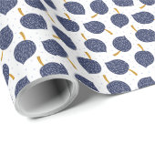 Navy Blue Abstract Flying Bomb Fruit Pattern Cadeaupapier (Rol Hoek)