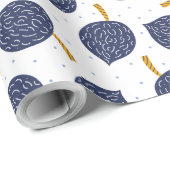 Navy Blue Abstract Flying Bomb Fruit Pattern Cadeaupapier (Rol Hoek)