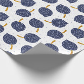 Navy Blue Abstract Flying Bomb Fruit Pattern Cadeaupapier (Hoek)