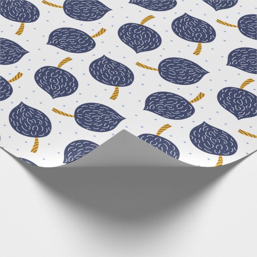 Navy Blue Abstract Flying Bomb Fruit Pattern Cadeaupapier (Hoek)