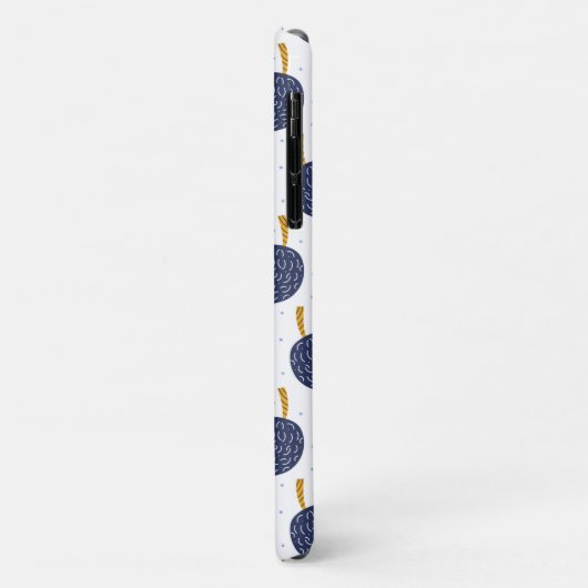 Navy Blue Abstract Flying Bomb Fruit Pattern Case-Mate iPhone Case (Achterkant/links)
