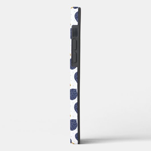 Navy Blue Abstract Flying Bomb Fruit Pattern Case-Mate iPhone Case (Achterkant / Links)