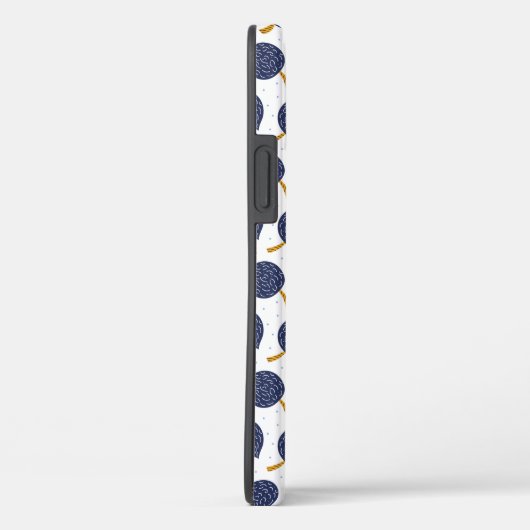 Navy Blue Abstract Flying Bomb Fruit Pattern Case-Mate iPhone Case (Achterkant / Rechts)