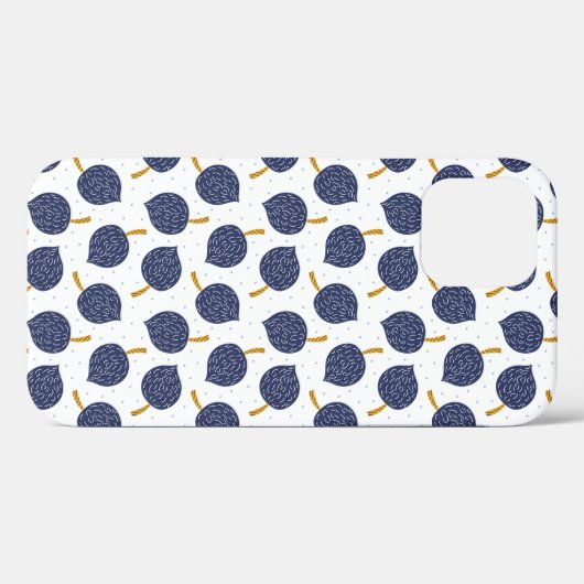 Navy Blue Abstract Flying Bomb Fruit Pattern Case-Mate iPhone Case (Achterkant (horizontaal))