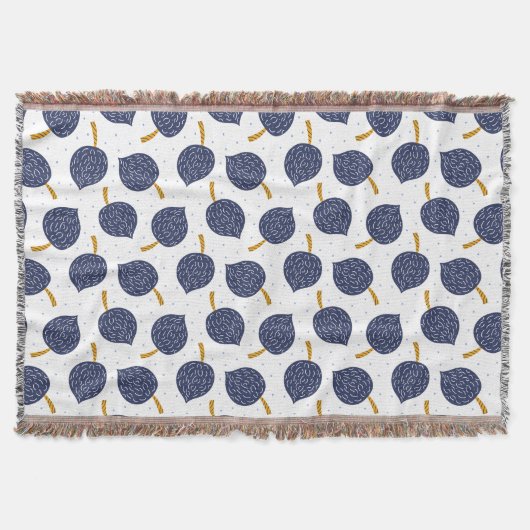 Navy Blue Abstract Flying Bomb Fruit Pattern Deken (Voorkant)