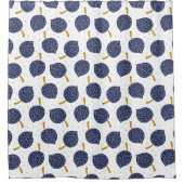 Navy Blue Abstract Flying Bomb Fruit Pattern Douchegordijn (Voorkant)