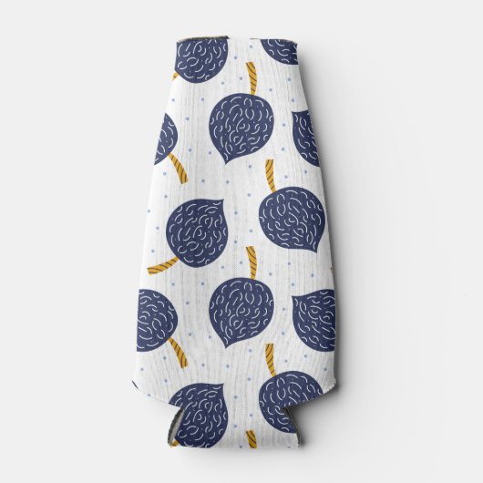Navy Blue Abstract Flying Bomb Fruit Pattern Flesjeskoeler (Voorkant)