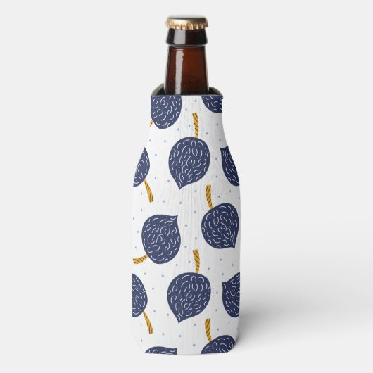 Navy Blue Abstract Flying Bomb Fruit Pattern Flesjeskoeler (Fles Voorkant)