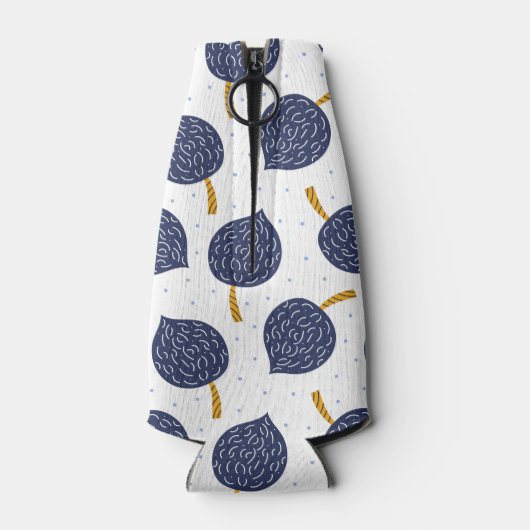 Navy Blue Abstract Flying Bomb Fruit Pattern Flesjeskoeler (Achterkant)