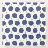 Navy Blue Abstract Flying Bomb Fruit Pattern Glazen Onderzetter (Voorkant)