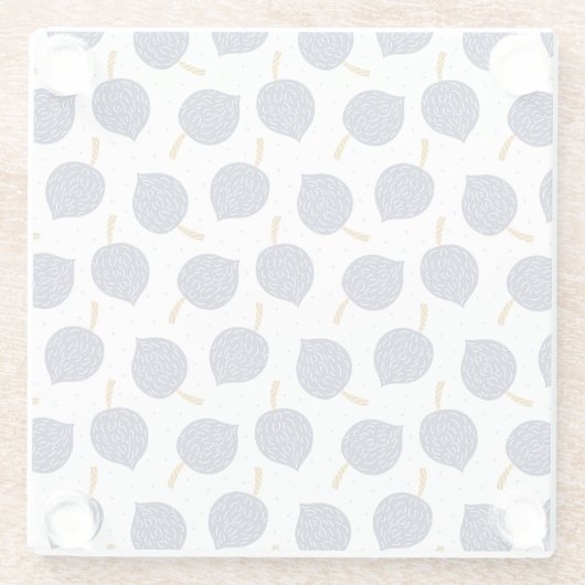 Navy Blue Abstract Flying Bomb Fruit Pattern Glazen Onderzetter (Achterkant)