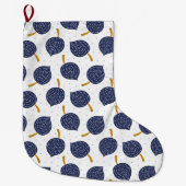 Navy Blue Abstract Flying Bomb Fruit Pattern Grote Kerstsok (Voorkant)