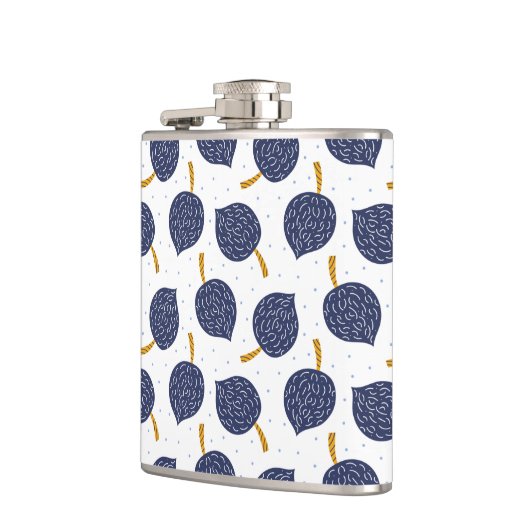 Navy Blue Abstract Flying Bomb Fruit Pattern Heupfles (Links)