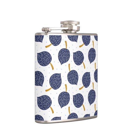 Navy Blue Abstract Flying Bomb Fruit Pattern Heupfles (Rechts)