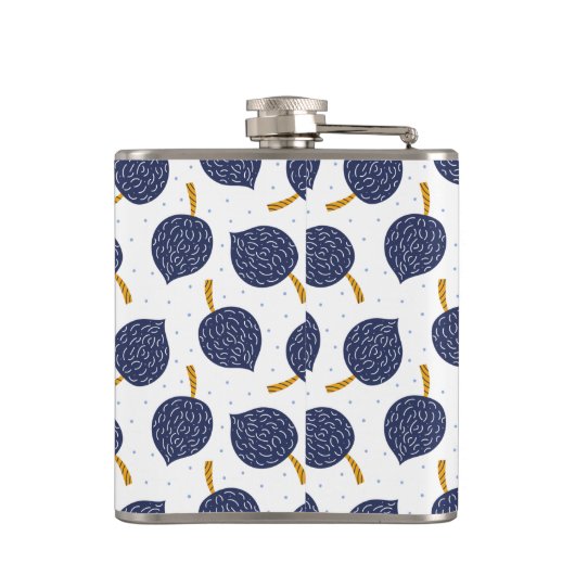 Navy Blue Abstract Flying Bomb Fruit Pattern Heupfles (Achterkant)