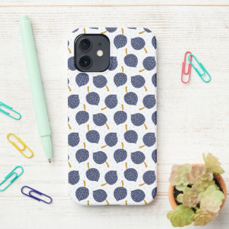 Navy Blue Abstract Flying Bomb Fruit Pattern iPhone 12 Hoesje