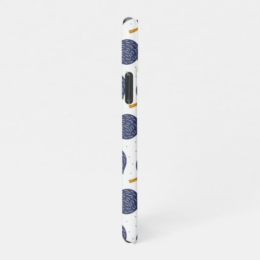 Navy Blue Abstract Flying Bomb Fruit Pattern iPhone Hoesje (Rechterkant)