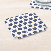 Navy Blue Abstract Flying Bomb Fruit Pattern Kartonnen Onderzetters (Gekanteld)