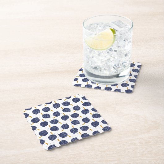 Navy Blue Abstract Flying Bomb Fruit Pattern Kartonnen Onderzetters (Insitu)