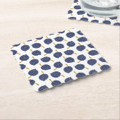 Navy Blue Abstract Flying Bomb Fruit Pattern Kartonnen Onderzetters (Gebogen)