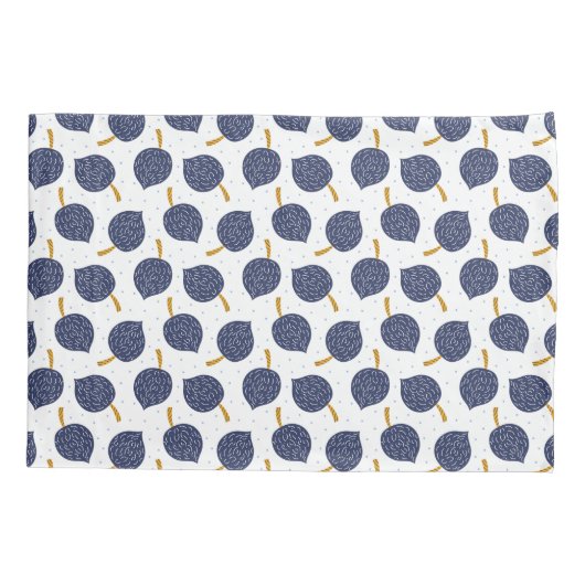 Navy Blue Abstract Flying Bomb Fruit Pattern Kussensloop (Achterkant)