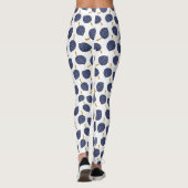 Navy Blue Abstract Flying Bomb Fruit Pattern Leggings (Achterkant)