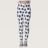 Navy Blue Abstract Flying Bomb Fruit Pattern Leggings (Voorkant)