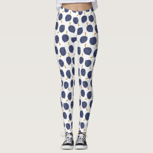 Navy Blue Abstract Flying Bomb Fruit Pattern Leggings