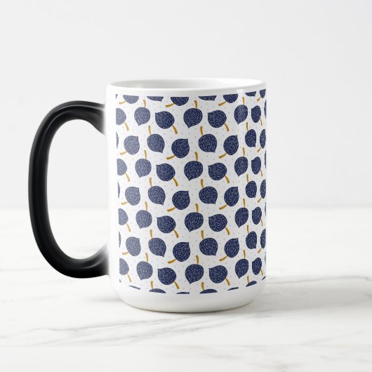 Navy Blue Abstract Flying Bomb Fruit Pattern Magische Mok (Links)
