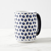 Navy Blue Abstract Flying Bomb Fruit Pattern Magische Mok (Voorkant rechts)