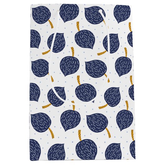 Navy Blue Abstract Flying Bomb Fruit Pattern Medium Cadeauzakje (Voorkant)
