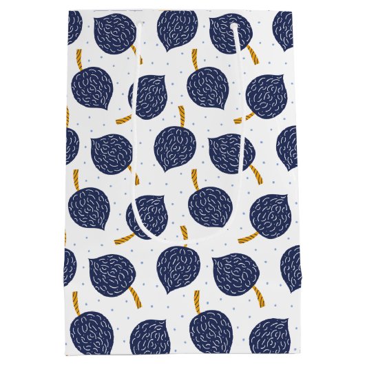 Navy Blue Abstract Flying Bomb Fruit Pattern Medium Cadeauzakje (Achterkant)