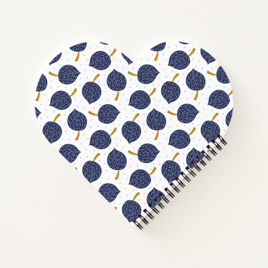 Navy Blue Abstract Flying Bomb Fruit Pattern Notitieboek (Achterkant)