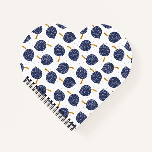 Navy Blue Abstract Flying Bomb Fruit Pattern Notitieboek (Voorkant)