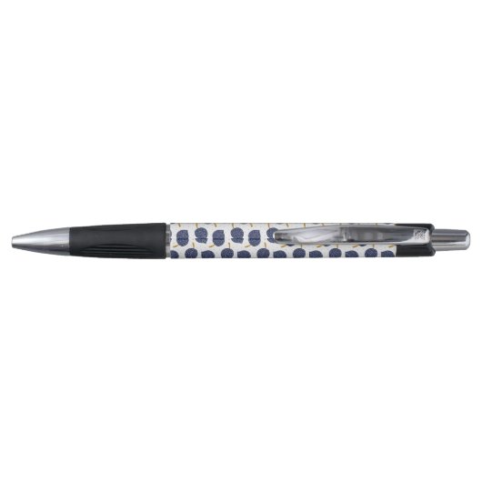 Navy Blue Abstract Flying Bomb Fruit Pattern Pen (Achterkant)